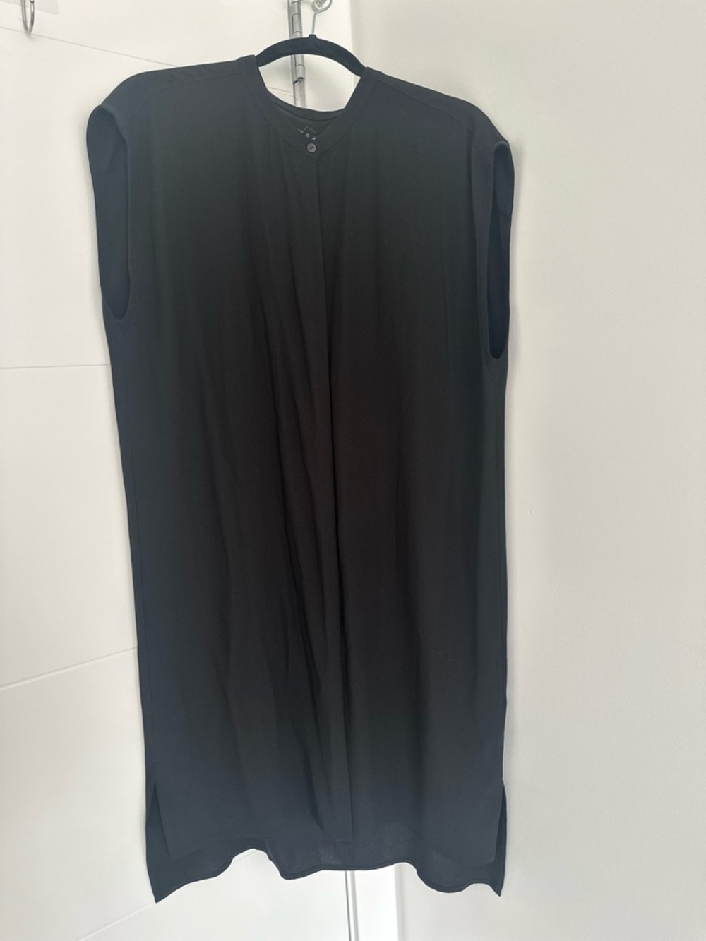 Eileen Fisher 100% Silk Black Sleeveless Tunic Dress/Top | Minimalist Luxury